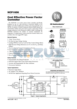 NCP1606 datasheet - Cost Effective Power Factor Controller
