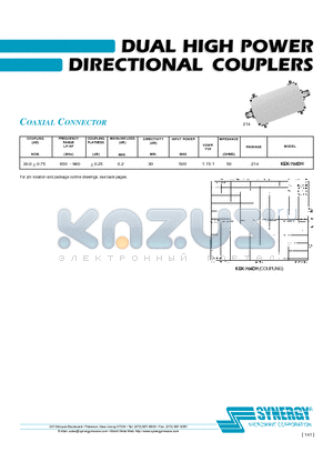 KEK-704DH datasheet - DUAL HIGH POWER DIRECTIONAL COUPLERS