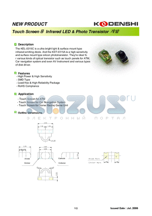 KEL-0315C datasheet - Touch Screen Infrared LED & Photo Transistor