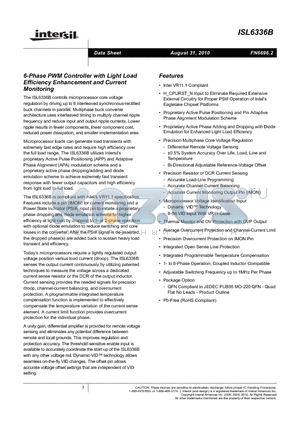 ISL6336B datasheet - 6-Phase PWM Controller with Light Load Efficiency Enhancement and Current Monitoring