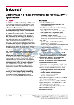 ISL6366 datasheet - Dual 6-Phase  1-Phase PWM Controller for VR12/IMVP7 Applications