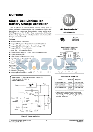 NCP1800_04 datasheet - Single-Cell Lithium Ion Battery Charge Controller