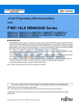 MB90351TEPMC datasheet - 16-bit Proprietary Microcontrollers