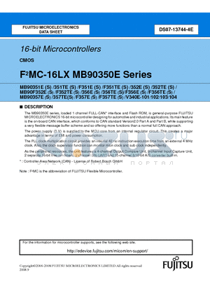 MB90351TEPMC datasheet - 16-bit Microcontrollers