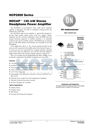 NCP2809_06 datasheet - NOCAP 135 mW Stereo Headphone Power Amplifier