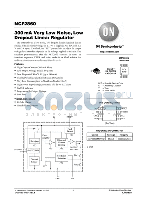 NCP2860 datasheet - 300 mA Very Low Noise, Low Dropout Linear Regulator