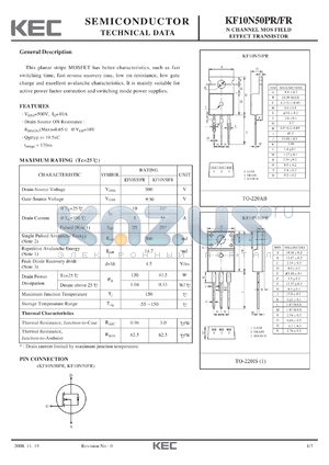 KF10N50FR datasheet - N CHANNEL MOS FIELD EFFECT TRANSISTOR