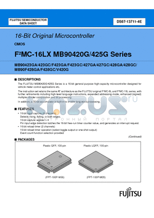 MB90427GAPFV datasheet - 16-Bit Original Microcontroller