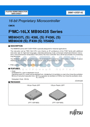 MB90438LPF datasheet - 16-bit Proprietary Microcontroller