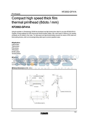 KF2002-GF41A datasheet - Compact high speed thick film thermal printhead (8dots/ mm)