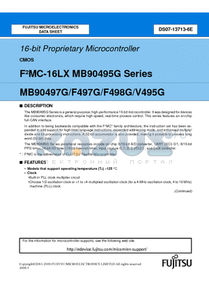 MB90497G datasheet - 16-bit Proprietary Microcontroller