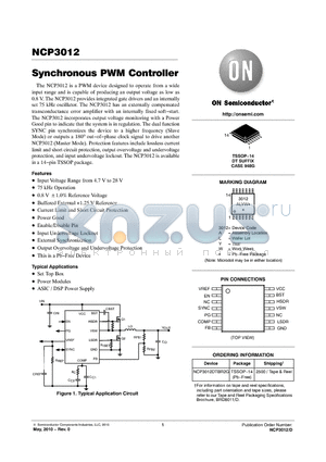 NCP3012DTBR2G datasheet - Synchronous PWM Controller
