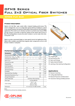 OFMS2200310112 datasheet - Full 2x2 Optical Fiber Switches