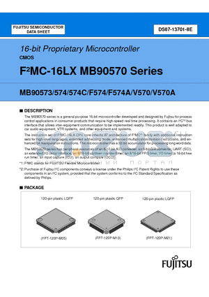 MB90573PFF datasheet - 16-bit Proprietary Microcontroller