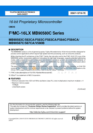 MB90583CA datasheet - 16-bit Proprietary Microcontroller