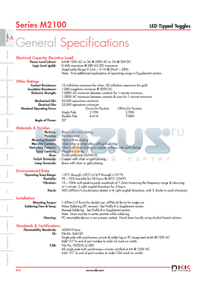 M2112LCFG021 datasheet - LED Tipped Toggles