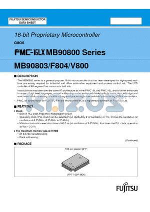 MB90803PF datasheet - 16-bit Proprietary Microcontroller CMOS