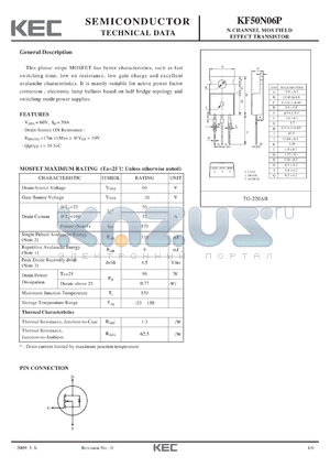 KF50N06P datasheet - N CHANNEL MOS FIELD EFFECT TRANSISTOR