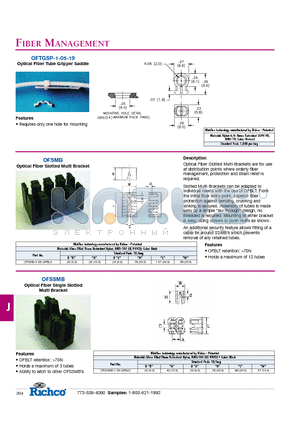 OFTGSP-1-05-19 datasheet - Optical Fiber Tube Gripper Saddle, Optical Fiber Slotted Multi Bracket