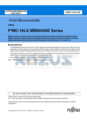 MB90F342ESPFV datasheet - 16-bit Microcontroller