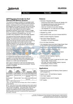 ISL6532AIRZ datasheet - ACPI Regulator/Controller for Dual Channel DDR Memory Systems