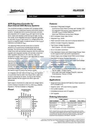 ISL6532BCRZ datasheet - ACPI Regulator/Controller for Dual Channel DDR Memory Systems