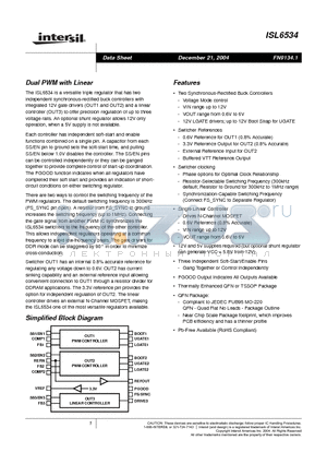 ISL6534CRZ datasheet - Dual PWM with Linear