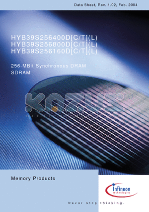 HYB39S256160DT-8 datasheet - 256-MBit Synchronous DRAM
