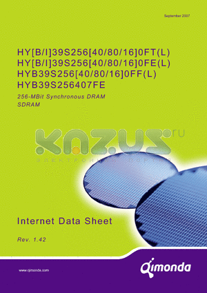 HYB39S256160FE-7 datasheet - 256-MBit Synchronous DRAM