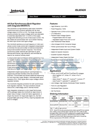 ISL65426 datasheet - 6A Dual Synchronous Buck Regulator with Integrated MOSFETs