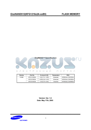 KFG1216U2A-DIB5 datasheet - FLASH MEMORY