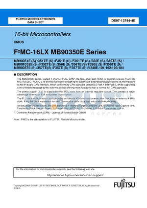 MB90F352TES datasheet - 16-bit Microcontrollers