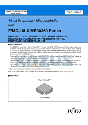 MB90F362TS datasheet - 16-bit Proprietary Microcontroller
