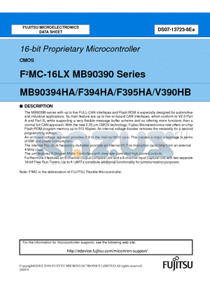 MB90F394HAPMT datasheet - 16-bit Proprietary Microcontroller