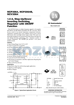 NCP3064BDR2G datasheet - 1.5 A, Step-Up/Down/ Inverting Switching Regulator with ON/OFF Function