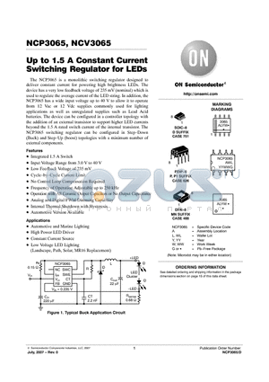 NCP3065DR2G datasheet - Up to 1.5 A Constant Current Switching Regulator for LEDs