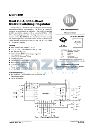 NCP3122 datasheet - Dual 2.0 A, Step-Down DC/DC Switching Regulator
