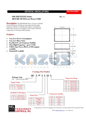 OH-08FVC28B datasheet - HF/UHF OCXO Low Power SMD