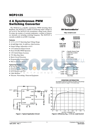 NCP3125 datasheet - 4 A Synchronous PWM Switching Converter