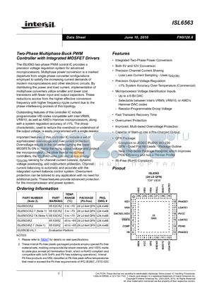 ISL6563EVAL1 datasheet - Two-Phase Multiphase Buck PWM Controller with Integrated MOSFET Drivers