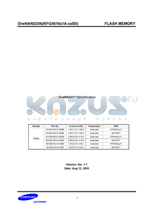 KFG5616U1A-PIB5 datasheet - OneNAND Specification FLASH MEMORY