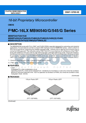 MB90F548GLPF datasheet - 16-bit Proprietary Microcontroller