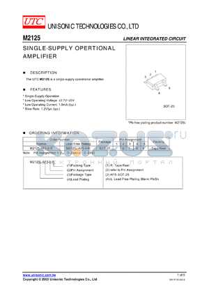 M2125-AF5-0-R datasheet - SINGLE-SUPPLY OPERTIONAL AMPLIFIER