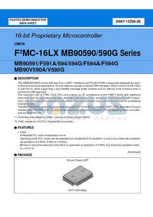 MB90F594APF datasheet - 16-bit Proprietary Microcontroller