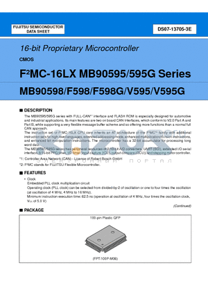 MB90F598G datasheet - 16-bit Proprietary Microcontroller