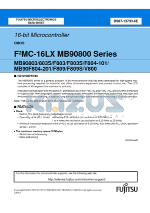 MB90F804-101 datasheet - 16-bit Microcontroller