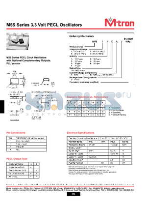 M5S15AJ datasheet - M5S Series 3.3 Volt PECL Oscillators