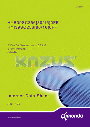 HYB39SC256160FF-7 datasheet - 256-MBit Synchronous DRAM