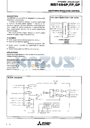 M5T494 datasheet - SWITCHING REGULATOR CONTROL