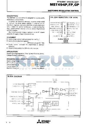 M5T494P datasheet - SWITCHING REGULATOR CONTROL